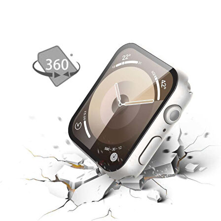 Apple Watch Series 10 46mm Uyumlu Starlight 360 Derece Koruma ve Temperli Cam Ekran Koruyucu