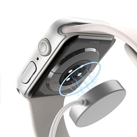 Apple Watch Series 10 46mm Uyumlu Starlight 360 Derece Koruma ve Temperli Cam Ekran Koruyucu