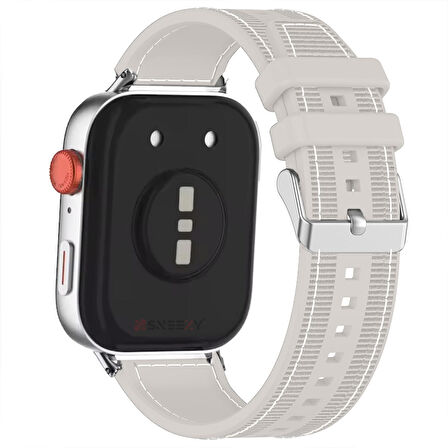 Huawei Watch Fit 3 İle Uyumlu Dikiş Desenli Dokuma Silikon Kordon