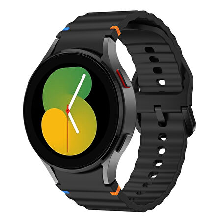 Samsung Galaxy Watch 5 40mm-44mm İle Uyumlu Metal Tokalı Dalgalı Spor Silikon Kordon