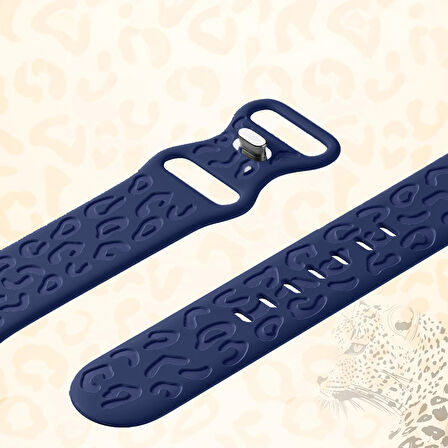 Apple Watch Ultra 1 ve 2 Uyumlu 49mm Leopar Desenli Yumuşak Silikon Kordon