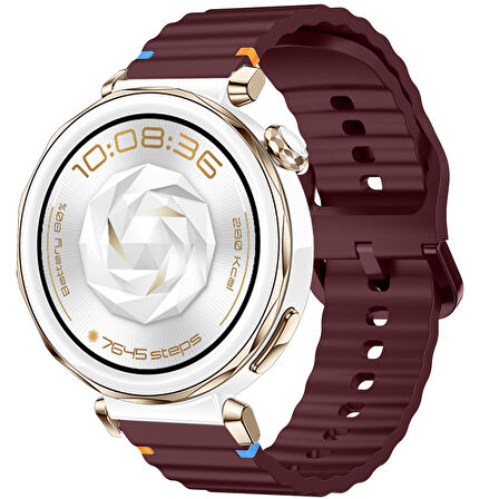 Huawei Watch GT5 Pro 42mm İle Uyumlu Dalga Desenli Tokalı Yumusaş Soft Silikon Kordon