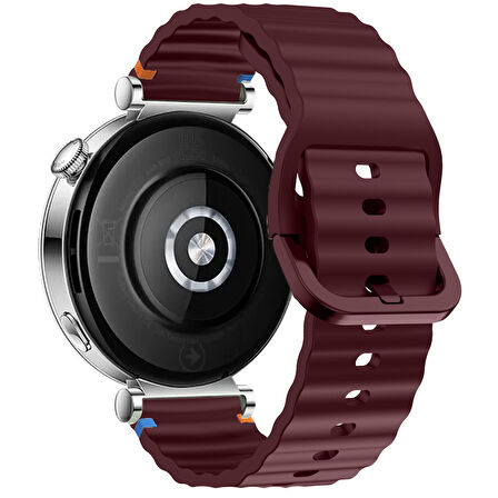 Huawei Watch GT5 Pro 42mm İle Uyumlu Dalga Desenli Tokalı Yumusaş Soft Silikon Kordon