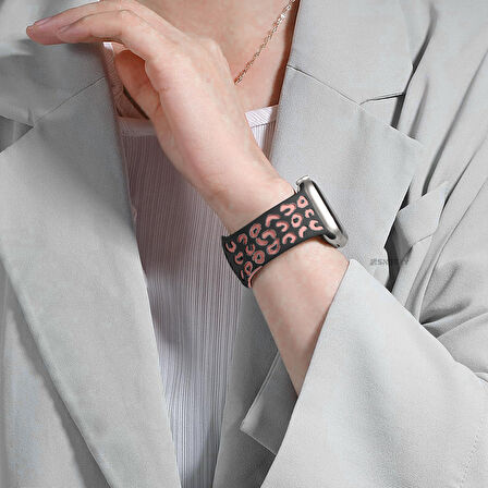 Samsung Galaxy Watch 4 5 Serisi ile Uyumlu Leopar Desenli Silikon Kordon Kayış