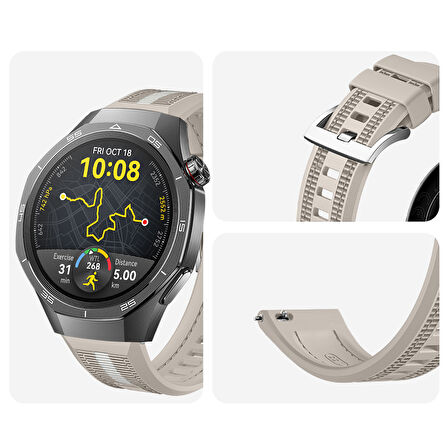Huawei Watch GT5 Pro 46mm İle Uyumlu SportStripe Örgü Desen Metal Tokalı Silikon Akıllı Saat Kordonu