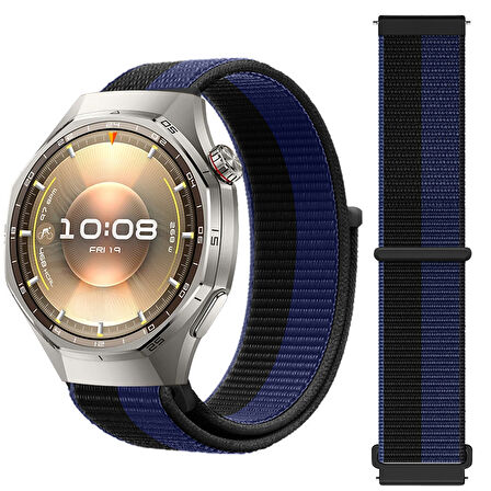 Huawei Watch GT6 Pro 46mm İle Uyumlu Ayarlanabilir Cırt Cırtlı Yumuşak Spor Kumaş Örgü Kordon
