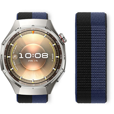 Huawei Watch GT6 Pro 46mm İle Uyumlu Ayarlanabilir Cırt Cırtlı Yumuşak Spor Kumaş Örgü Kordon