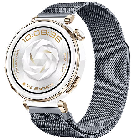 Huawei Watch GT5 Pro 42mm Uyumlu Manyetik Milanese Loop Metal Kordon 