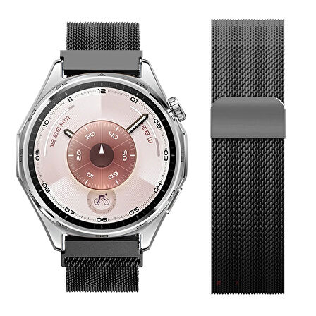 Huawei Watch GT6 46mm Uyumlu Manyetik Milanese Loop Metal Kordon 