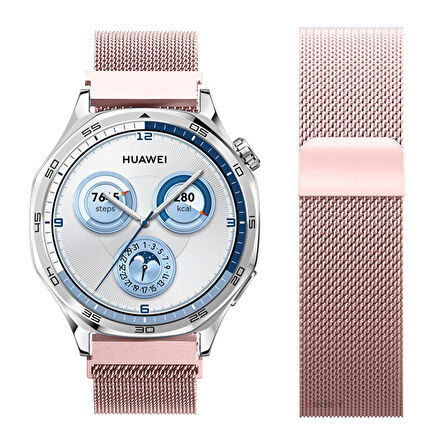 Huawei Watch GT5 46mm Uyumlu Manyetik Milanese Loop Metal Kordon 
