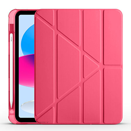 İpad 10.Nesil 10.9 inç 2022 Uyumlu Üçgen Katlanabilir Kalemlikli Yatay Dikey Standlı Akıllı Kılıf