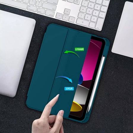 Apple iPad 11.Nesil 11 İnç 2025 Kılıf Premium Kalem Bölmeli Uyku Modlu Kapaklı Smart Case