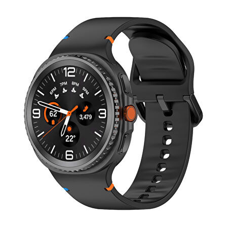 Samsung Galaxy Watch 8 Classic 47mm İle Uyumlu Metal Tokalı Spor Silikon Kordon