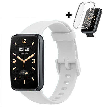 Mi Band 7 Pro İle Uyumlu Yumuşak Soft Silikon Tokalı Kordon Ve Tpu Şeffaf Kasa Koruyucu