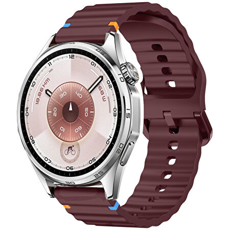 Huawei Watch GT6 46mm İle Uyumlu Dalga Desenli Tokalı Yumusaş Soft Silikon Kordon