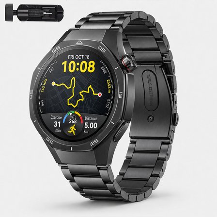 Huawei Watch GT5 Pro 46mm İle Uyumlu Katlanır Klipsli Paslanmaz Çelik Saat Kordonu