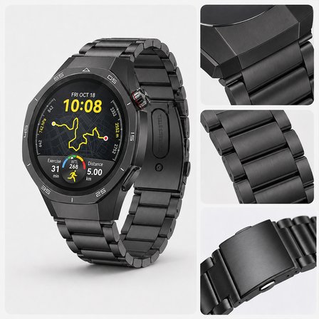 Huawei Watch GT5 Pro 46mm İle Uyumlu Katlanır Klipsli Paslanmaz Çelik Saat Kordonu
