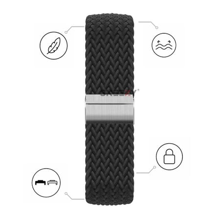 Huawei Watch Fit 5 İle Uyumlu Metal Klipsli Solo Fiberlink Yumuşak Kumaş Örgü Kordon
