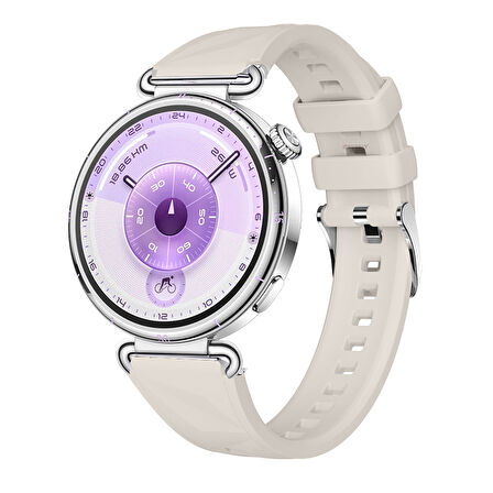 Sneezy Huawei Watch GT6 41mm İle Uyumlu Prism Metal Tokalı Soft Yumuşak Silikon Kordon