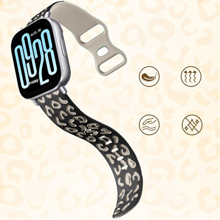 Redmi Watch 5 Lite Active İle Uyumlu Leopar Desenli Yumuşak Silikon Kordon