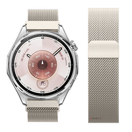 Huawei Watch GT6 46mm Uyumlu Manyetik Milanese Loop Metal Kordon 