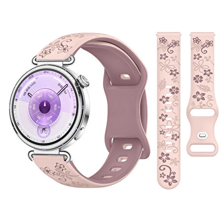 Huawei Watch GT6 41mm Uyumlu FloraFlex Çiçek Desenli Yumuşak Soft Silikon Kordon