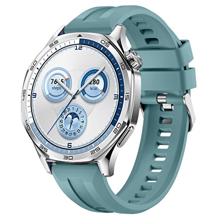 Sneezy Huawei Watch GT5 46mm İle Uyumlu Spor Silikon Metal Tokalı Soft Saat Kordonu