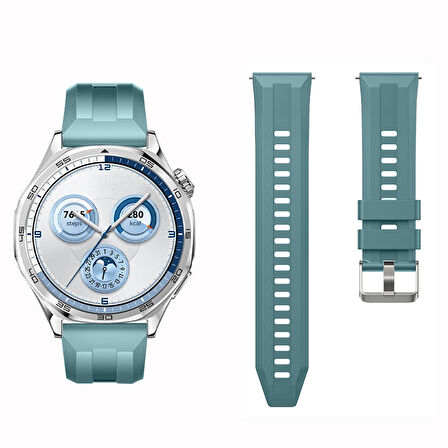 Sneezy Huawei Watch GT5 46mm İle Uyumlu Spor Silikon Metal Tokalı Soft Saat Kordonu