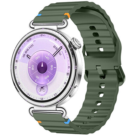 Huawei Watch GT6 41mm İle Uyumlu Dalga Desenli Tokalı Yumusaş Soft Silikon Kordon