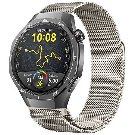 Huawei Watch GT5 Pro 46mm Uyumlu Manyetik Milanese Loop Metal Kordon 