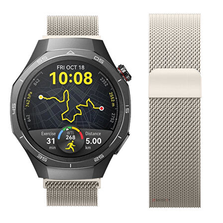 Huawei Watch GT5 Pro 46mm Uyumlu Manyetik Milanese Loop Metal Kordon 