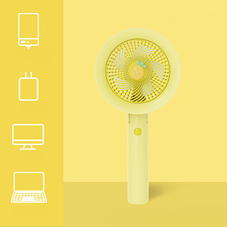 Meyve Figürlü 3 Kademeli Sessiz Mini Taşınabilir Fan Şarjlı Type-C Girişli, Taşınabilir Masaüstü Fan