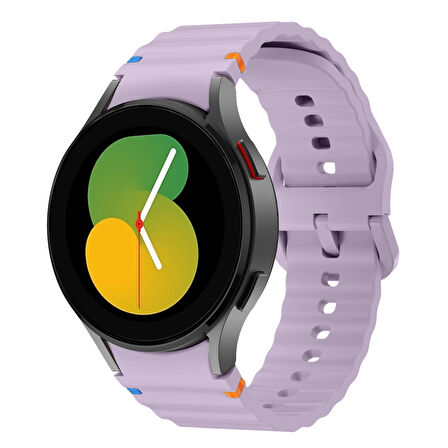 Samsung Galaxy Watch 5 40mm-44mm İle Uyumlu Metal Tokalı Dalgalı Spor Silikon Kordon