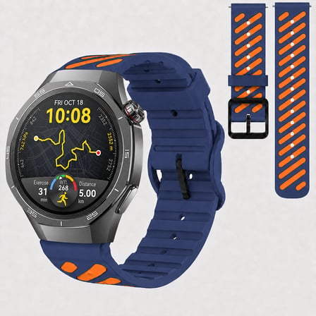 Huawei Watch GT 5 Pro 46 mm Uyumlu Çift Renkli Delikli Silikon Spor Kordon