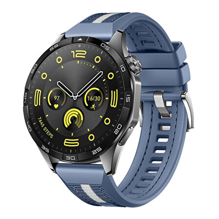 Huawei Watch GT4 46mm İle Uyumlu SportStripe Örgü Desen Metal Tokalı Silikon Akıllı Saat Kordonu