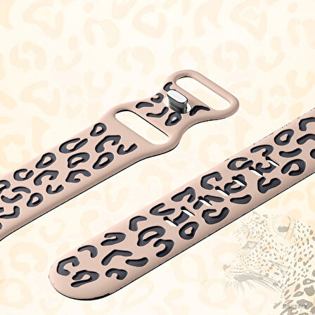 Samsung Galaxy Watch 6 7 Serisi ile Uyumlu Leopar Desenli Silikon Kordon Kayış