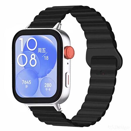Huawei Watch Fit 3 İle Uyumlu Duo Baklalı Magnetik Silikon Kordon