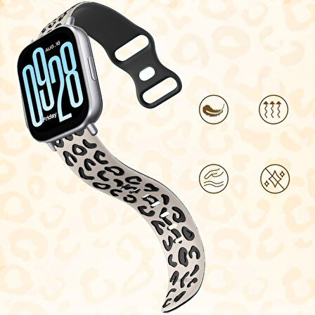 Redmi Watch 5 Lite Active İle Uyumlu Leopar Desenli Yumuşak Silikon Kordon