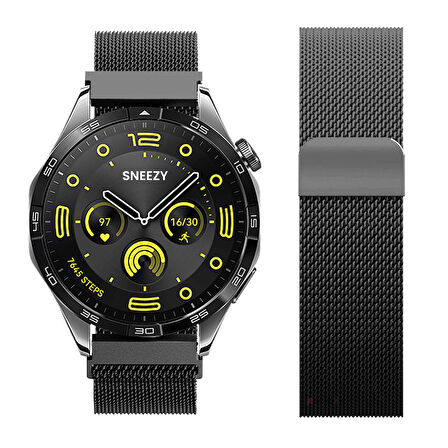 Huawei Watch GT4 46mm Uyumlu Manyetik Milanese Loop Metal Kordon 