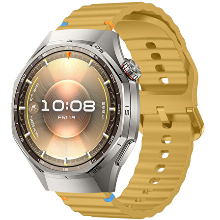 Huawei Watch GT6 Pro 46mm İle Uyumlu Dalga Desenli Tokalı Yumusaş Soft Silikon Kordon