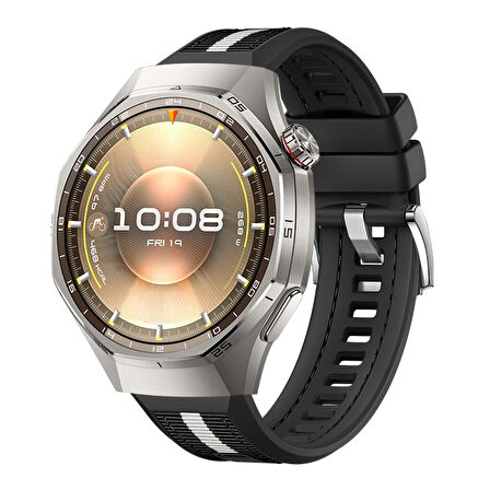 Huawei Watch GT6 Pro 46mm İle Uyumlu SportStripe Örgü Desen Metal Tokalı Silikon Akıllı Saat Kordonu