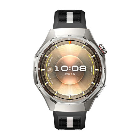 Huawei Watch GT6 Pro 46mm İle Uyumlu SportStripe Örgü Desen Metal Tokalı Silikon Akıllı Saat Kordonu