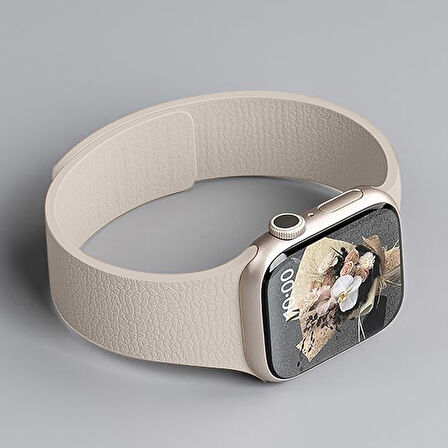 Apple Watch 2-3-4-5-6-7-8-10 & SE Uyumlu Manyetik Desenli Spor Silikon Kordon (38/40/41 & 42 mm)