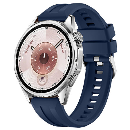 Sneezy Huawei Watch GT6 46mm İle Uyumlu Spor Silikon Metal Tokalı Soft Saat Kordonu