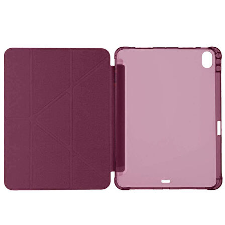 Apple iPad Air 11'' M3 2025/M2 2024 Uyumlu Üçgen Katlanabilir Kalem Şarj Bölmeli Standlı Kılıf