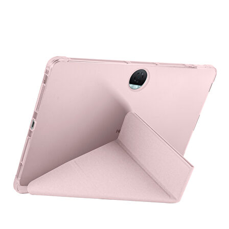 Honor Pad 9 Kılıf Üçgen Katlanabilir Pu Deri Kapaklı Kalemlikli Dikey Standlı Akıllı Tablet Kılıfı