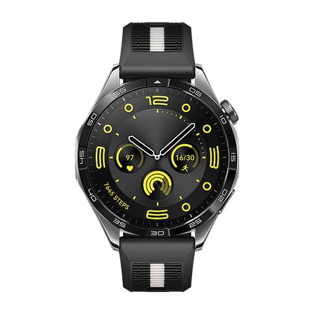Huawei Watch GT4 46mm İle Uyumlu SportStripe Örgü Desen Metal Tokalı Silikon Akıllı Saat Kordonu