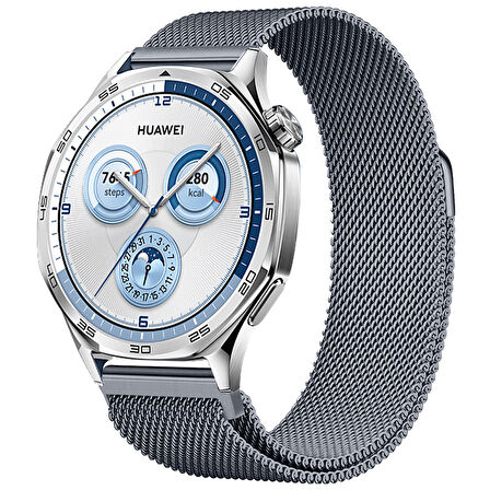 Huawei Watch GT5 46mm Uyumlu Manyetik Milanese Loop Metal Kordon 