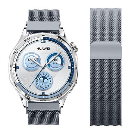 Huawei Watch GT5 46mm Uyumlu Manyetik Milanese Loop Metal Kordon 