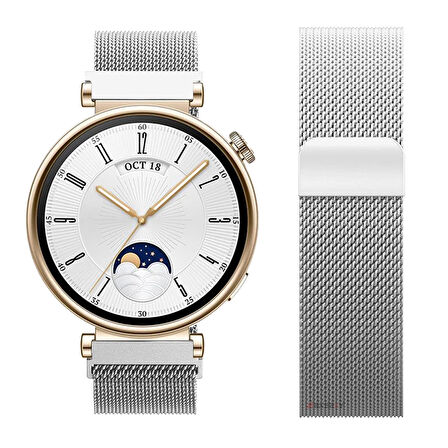 Huawei Watch GT4 41mm Uyumlu Manyetik Milanese Loop Metal Kordon 